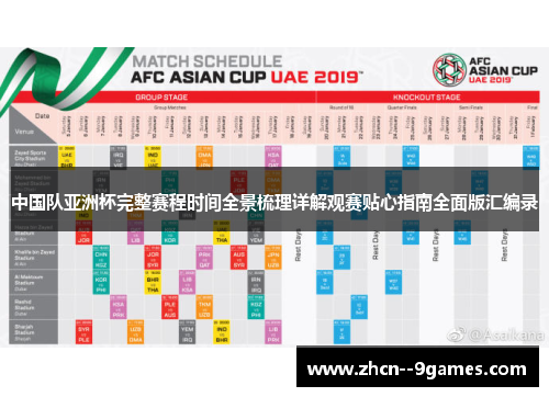 中国队亚洲杯完整赛程时间全景梳理详解观赛贴心指南全面版汇编录 中国队亚洲杯完整赛程时间全景梳理详解观赛贴心指南全面版汇编录